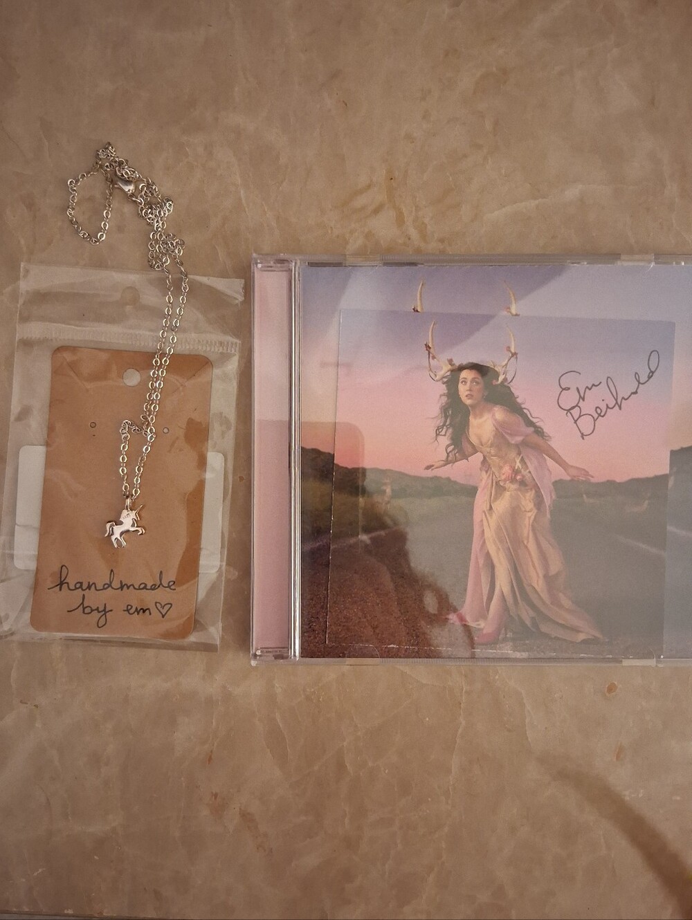 Em Beihold Signed CD and Unicorn Necklace
